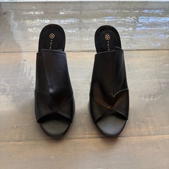 Trina Turk Black Laguna Leather Heel Sz 6.5 - Picture 3 of 15